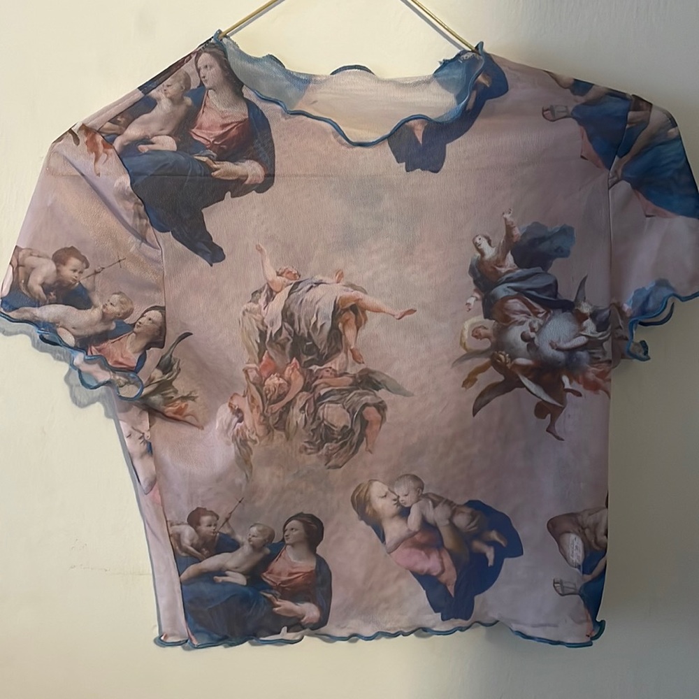 See through crop top, with angles.